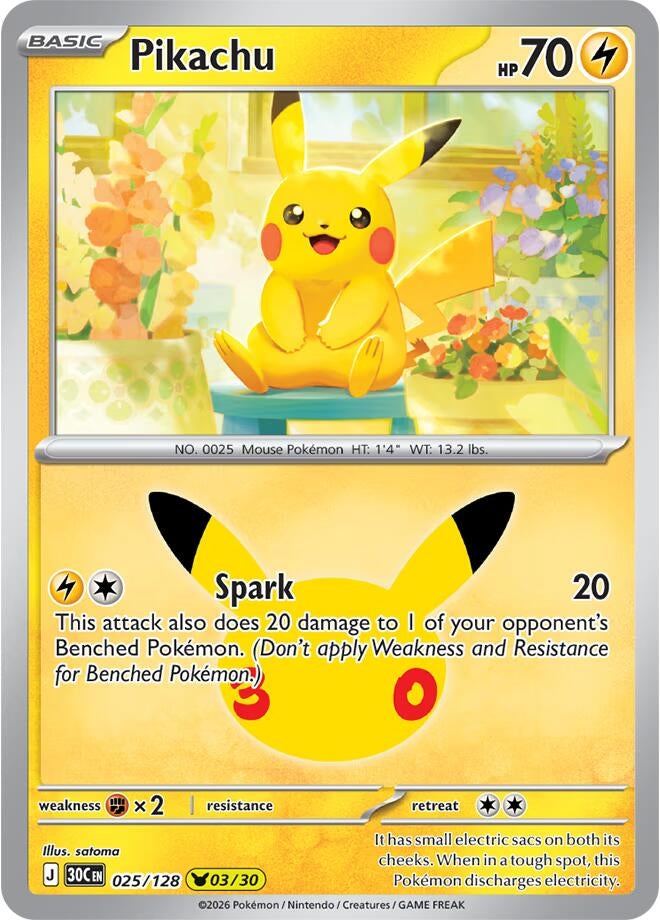 Image for (025/128) Pikachu (ME: 30th Celebration) (30C) - Pokemon