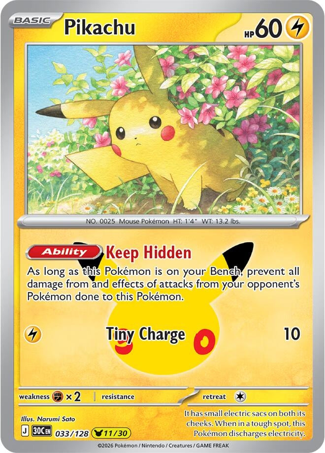 Image for (033/128) Pikachu (ME: 30th Celebration) (30C) - Pokemon