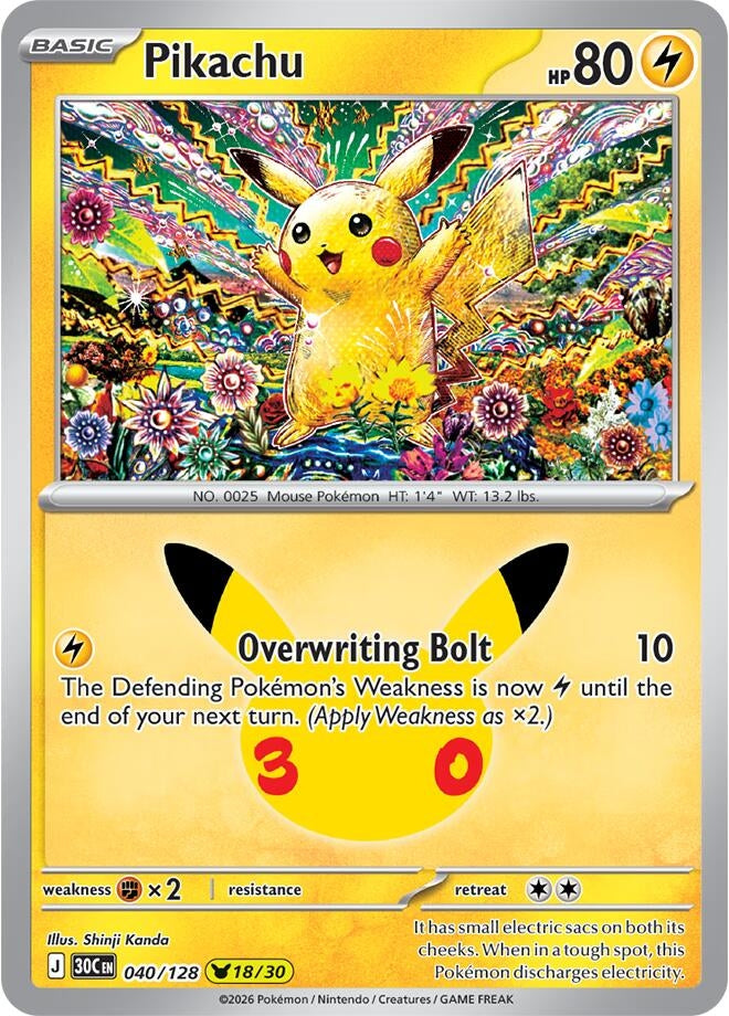 Image for (040/128) Pikachu (ME: 30th Celebration) (30C) - Pokemon