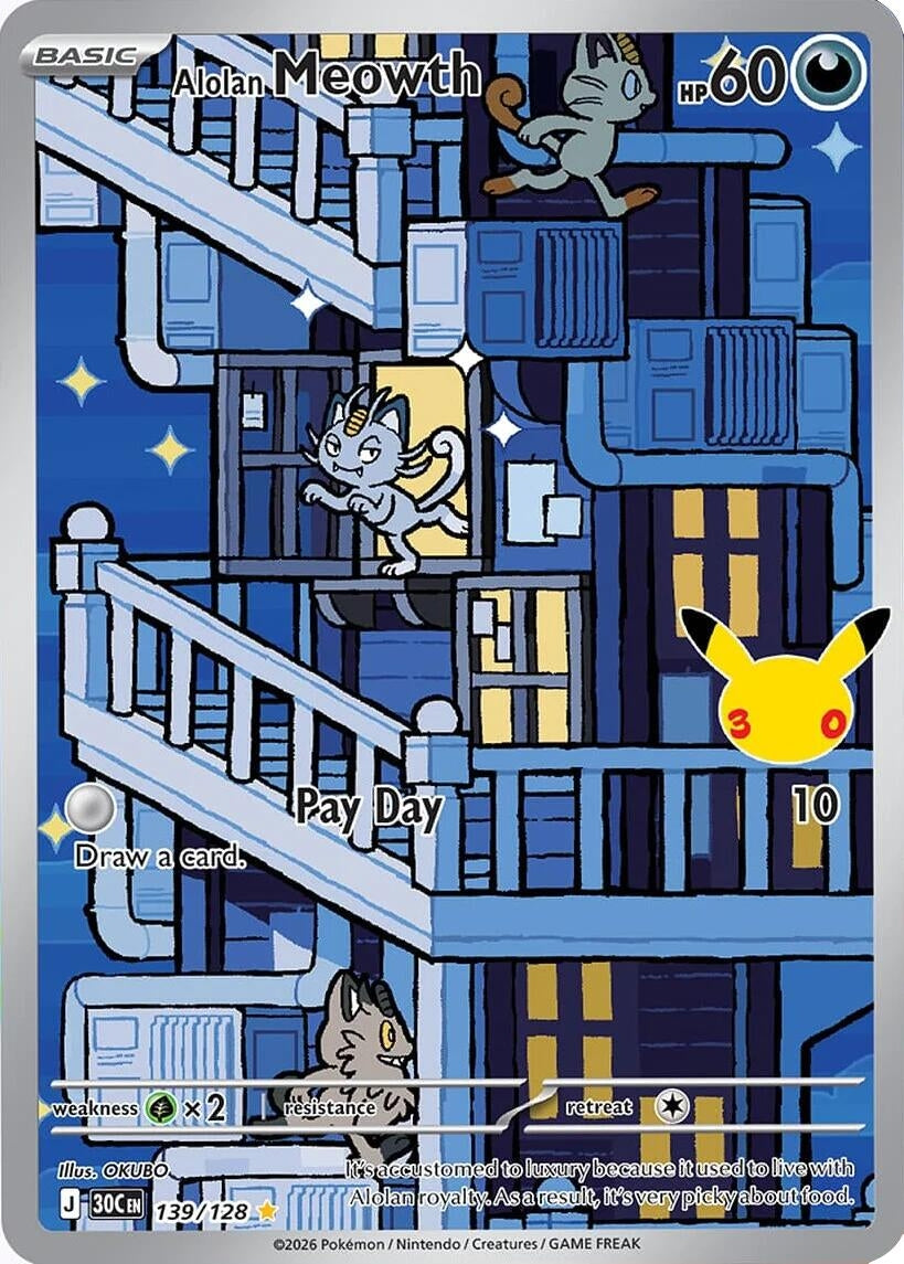 Image for (139/128) Alolan Meowth (ME: 30th Celebration) (30C) - Pokemon