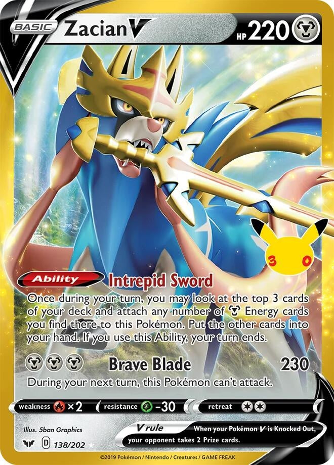 Image for (138/202) Zacian V (ME: 30th Celebration Classic Collection) (30C) - Pokemon