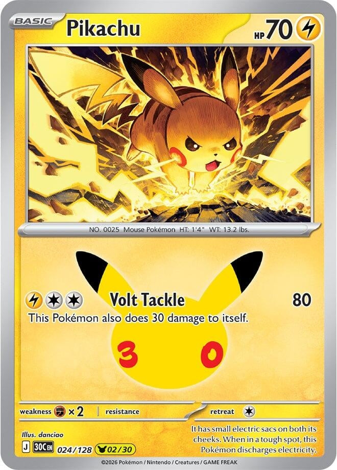 Image for (024/128) Pikachu (ME: 30th Celebration) (30C) - Pokemon