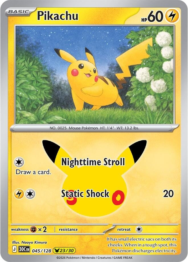 Image for (045/128) Pikachu (ME: 30th Celebration) (30C) - Pokemon