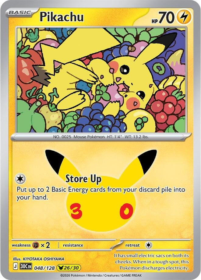 Image for (048/128) Pikachu (ME: 30th Celebration) (30C) - Pokemon