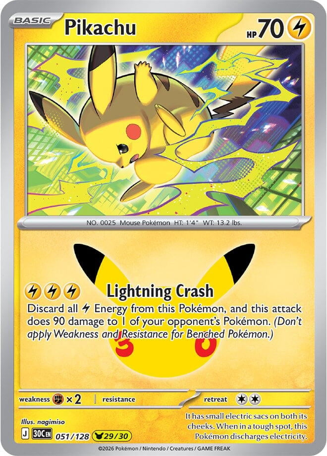Image for (051/128) Pikachu (ME: 30th Celebration) (30C) - Pokemon