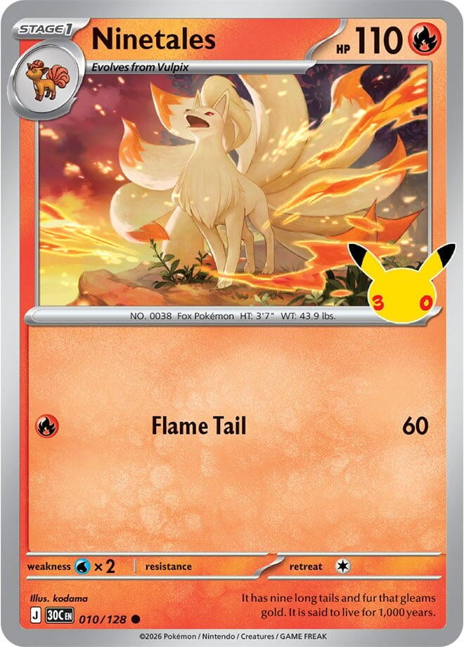 Image for (010/128) Ninetales (ME: 30th Celebration) (30C) - Pokemon