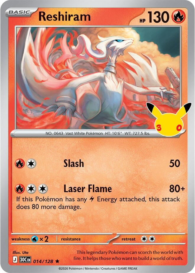 Image for (014/128) Reshiram (ME: 30th Celebration) (30C) - Pokemon
