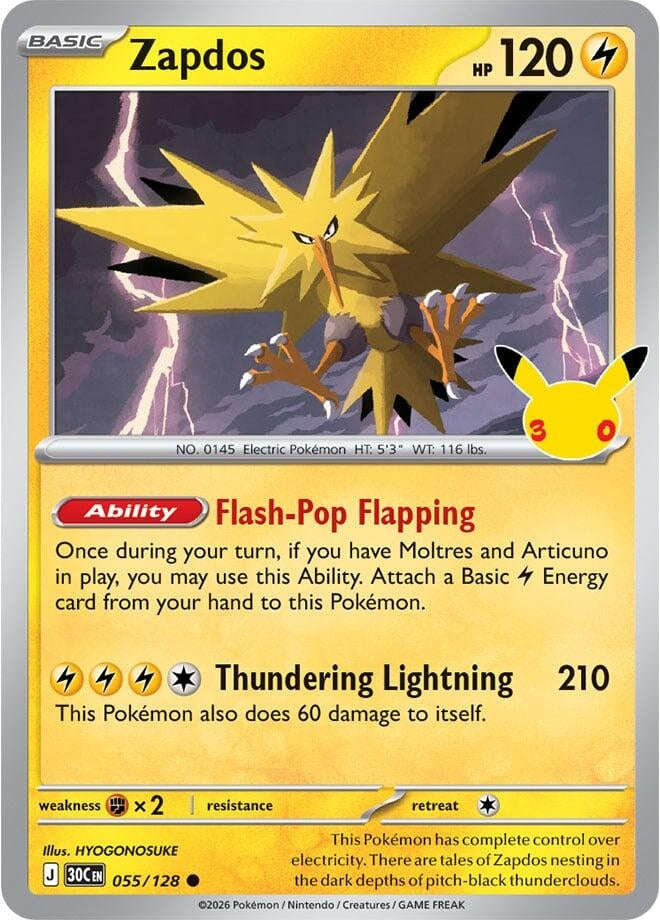 Image for (055/128) Zapdos (ME: 30th Celebration) (30C) - Pokemon