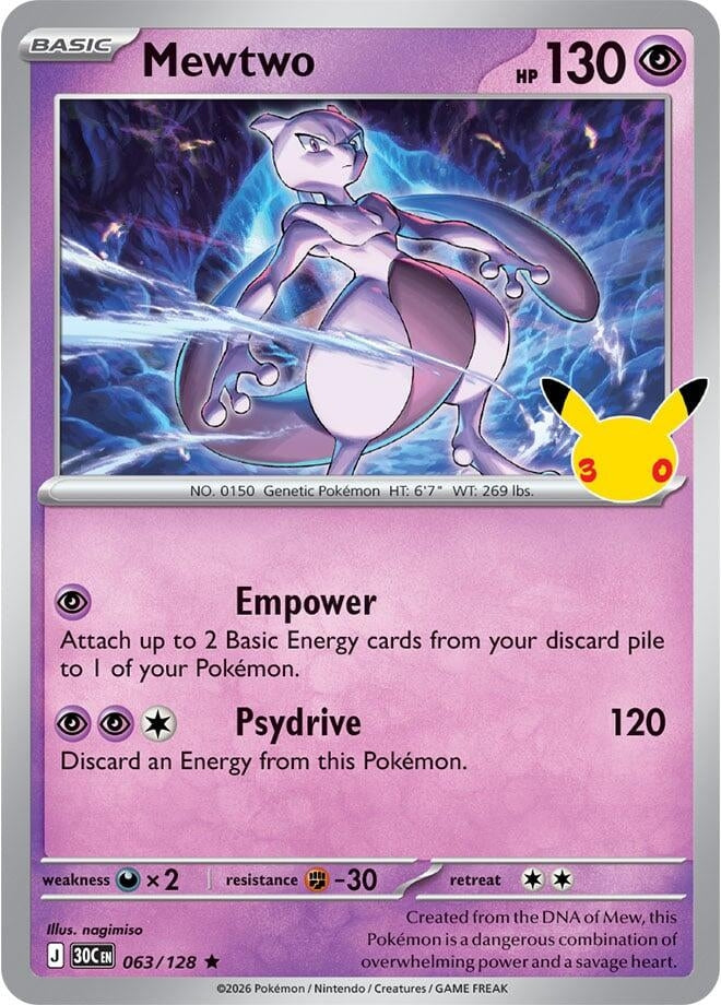 Image for (063/128) Mewtwo (ME: 30th Celebration) (30C) - Pokemon
