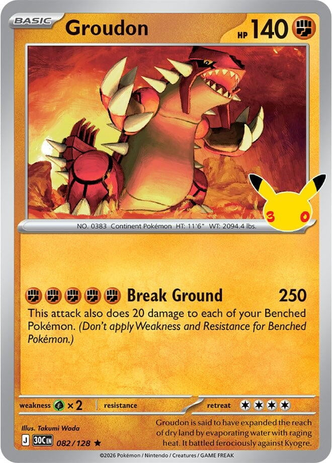 Image for (082/128) Groudon (ME: 30th Celebration) (30C) - Pokemon