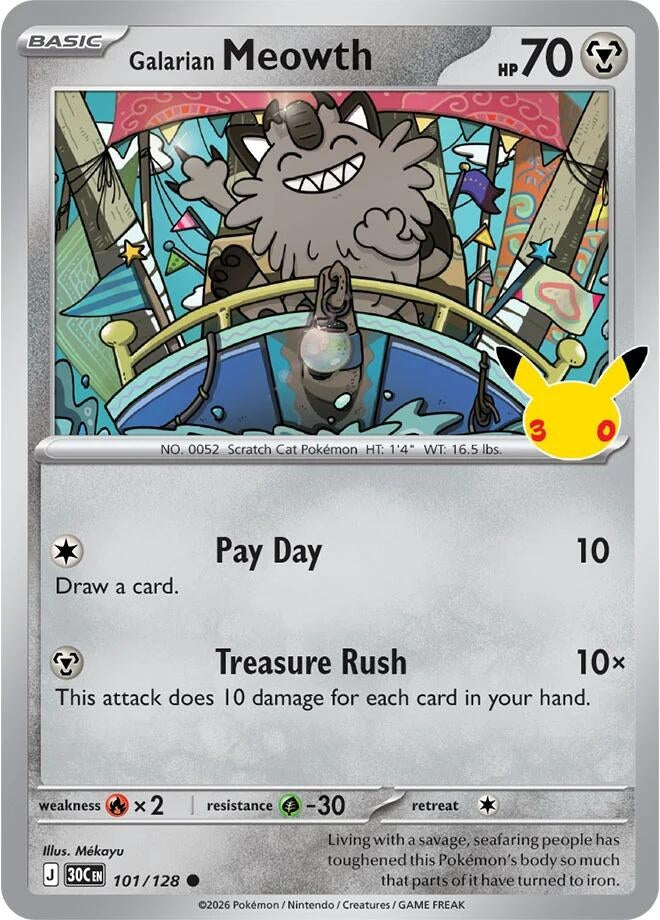 Image for (101/128) Galarian Meowth (ME: 30th Celebration) (30C) - Pokemon