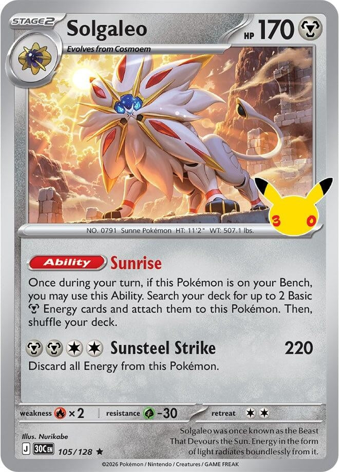 Image for (105/128) Solgaleo (ME: 30th Celebration) (30C) - Pokemon