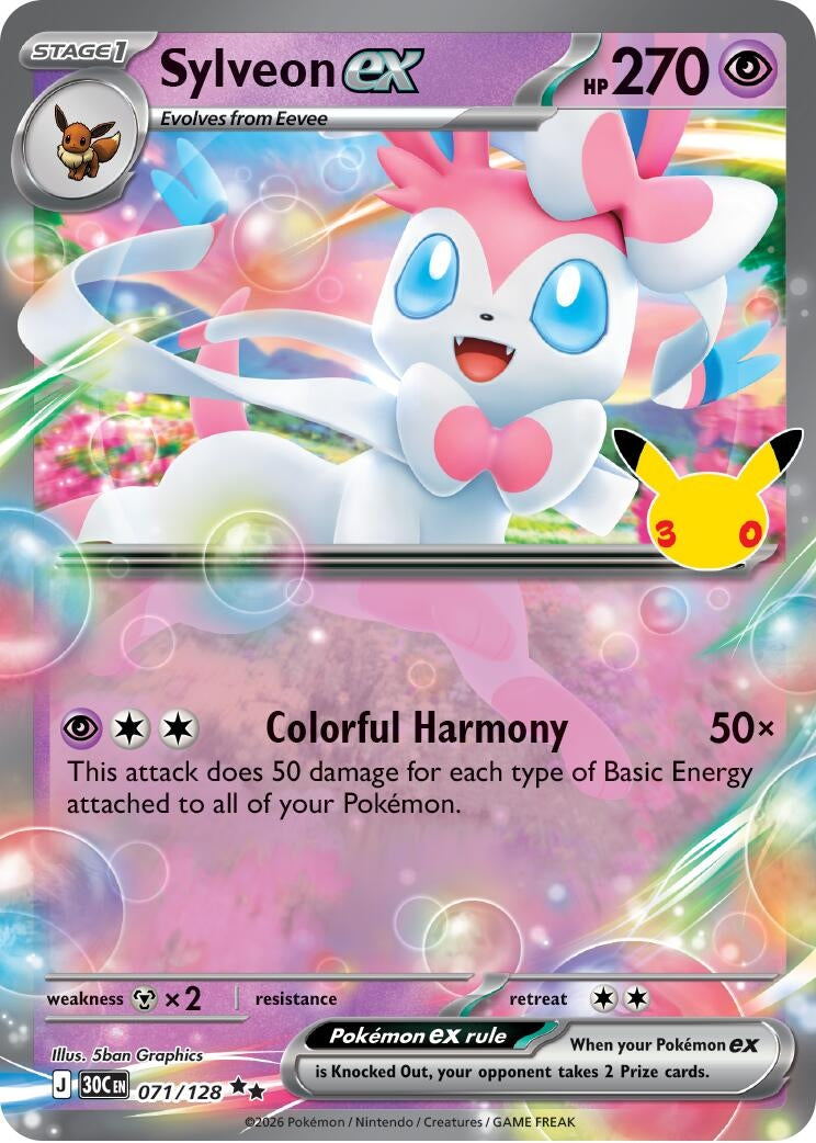 Image for (071/128) Sylveon ex (ME: 30th Celebration) (30C) - Pokemon