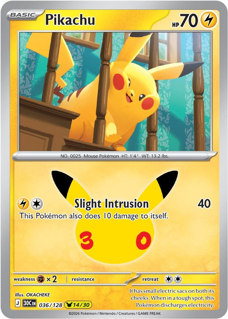 Image for (036/128) Pikachu (ME: 30th Celebration) (30C) - Pokemon