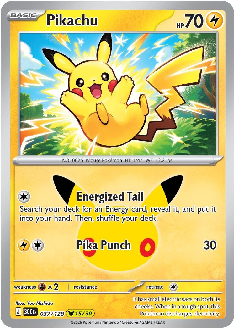 Image for (037/128) Pikachu (ME: 30th Celebration) (30C) - Pokemon