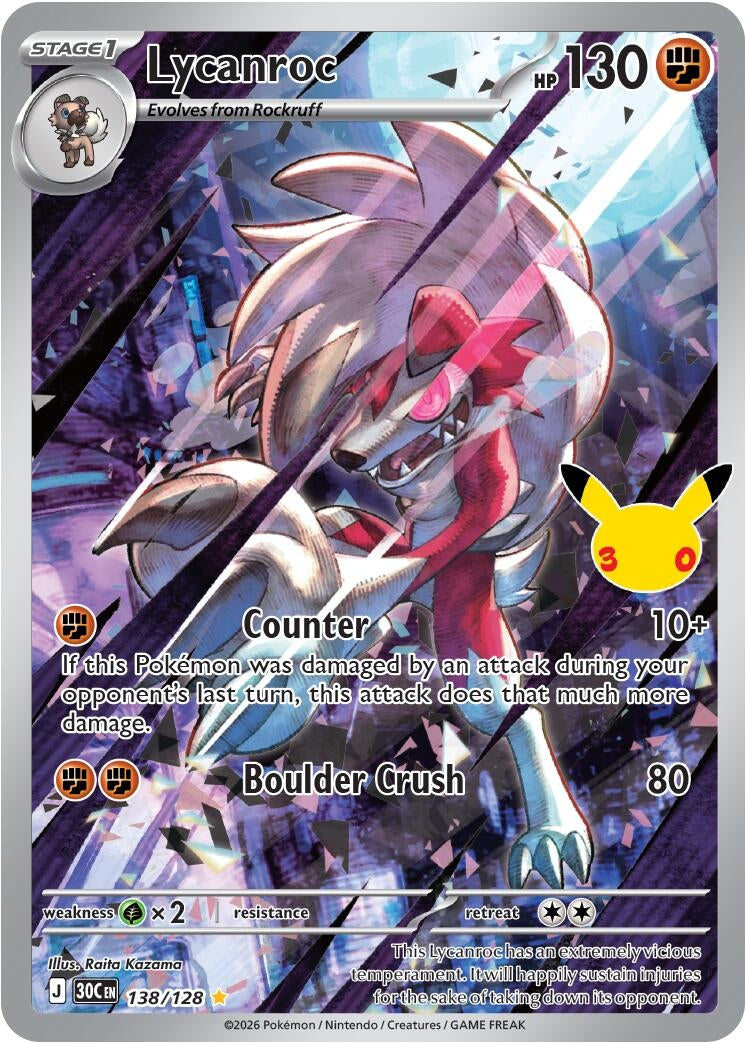 Image for (138/128) Lycanroc (ME: 30th Celebration) (30C) - Pokemon