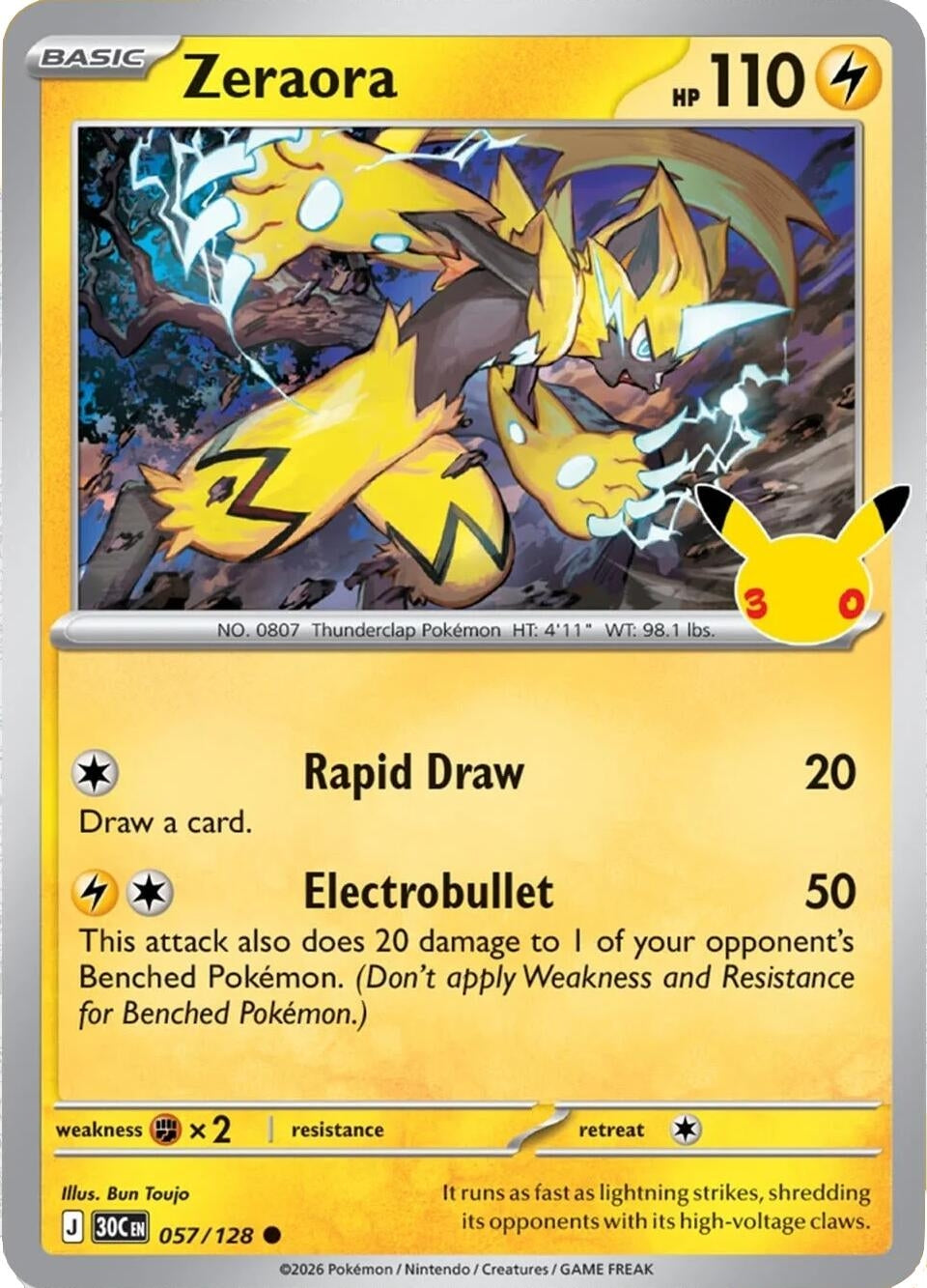 Image for (057/128) Zeraora (ME: 30th Celebration) (30C) - Pokemon