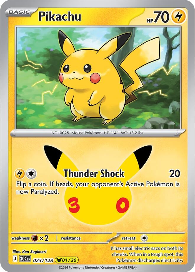 Image for (023/128) Pikachu (ME: 30th Celebration) (30C) - Pokemon