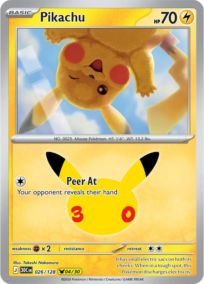 Image for (026/128) Pikachu (ME: 30th Celebration) (30C) - Pokemon