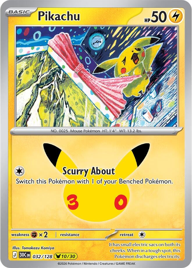 Image for (032/128) Pikachu (ME: 30th Celebration) (30C) - Pokemon