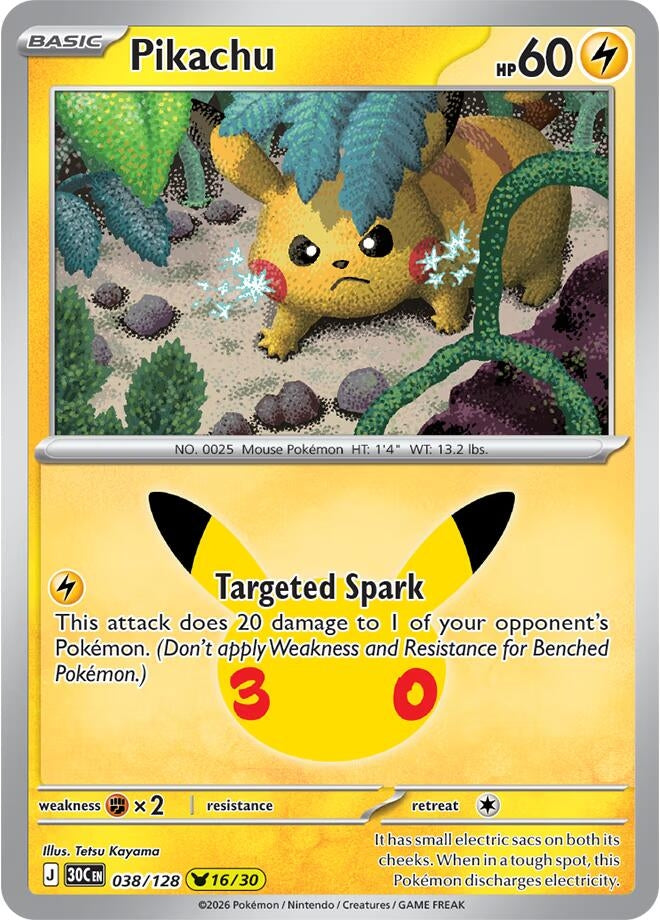 Image for (038/128) Pikachu (ME: 30th Celebration) (30C) - Pokemon