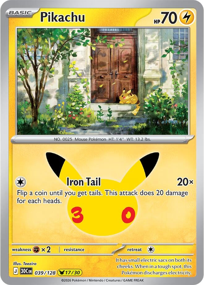 Image for (039/128) Pikachu (ME: 30th Celebration) (30C) - Pokemon