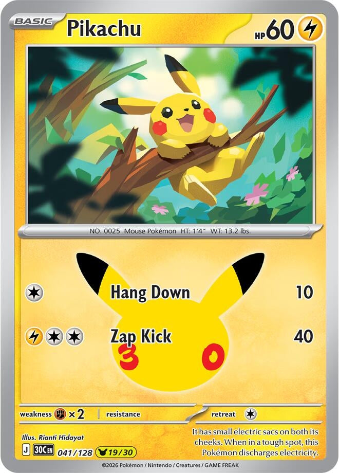 Image for (041/128) Pikachu (ME: 30th Celebration) (30C) - Pokemon