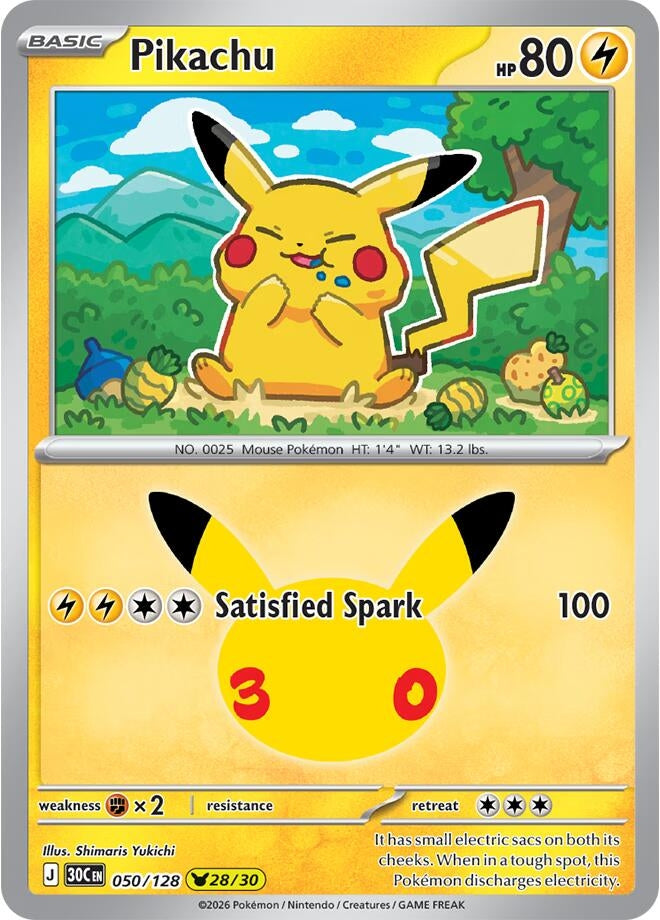 Image for (050/128) Pikachu (ME: 30th Celebration) (30C) - Pokemon