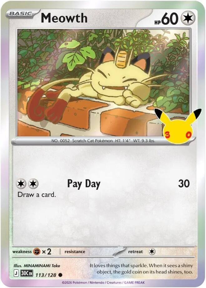 Image for (113/128) Meowth (ME: 30th Celebration) (30C) - Pokemon