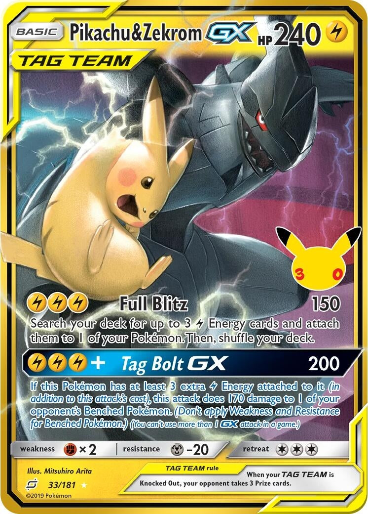 Image for (33/181) Pikachu & Zekrom GX (ME: 30th Celebration Classic Collection) (30C) - Pokemon