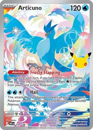 Image for (132/128) Articuno (ME: 30th Celebration) (30C) - Pokemon