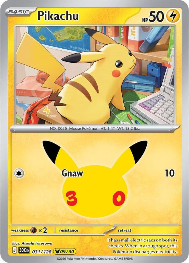 Image for (031/128) Pikachu (ME: 30th Celebration) (30C) - Pokemon