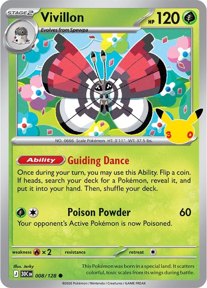 Image for (008/128) Vivillon (ME: 30th Celebration) (30C) - Pokemon