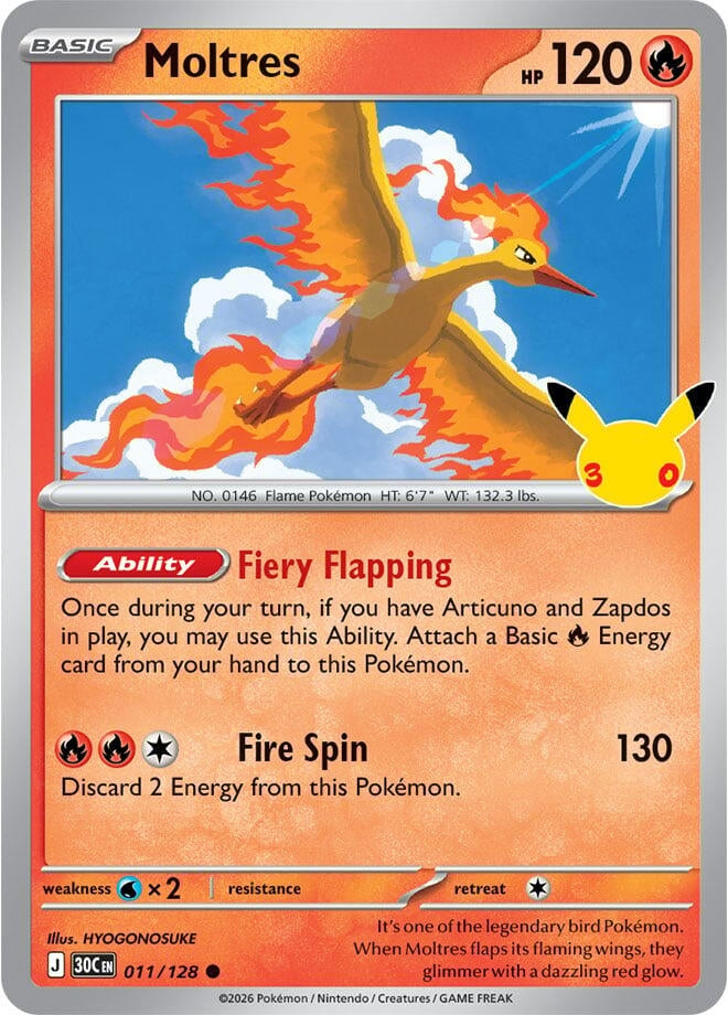 Image for (011/128) Moltres (ME: 30th Celebration) (30C) - Pokemon