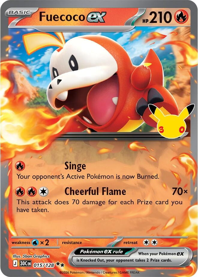 Image for (015/128) Fuecoco ex (ME: 30th Celebration) (30C) - Pokemon