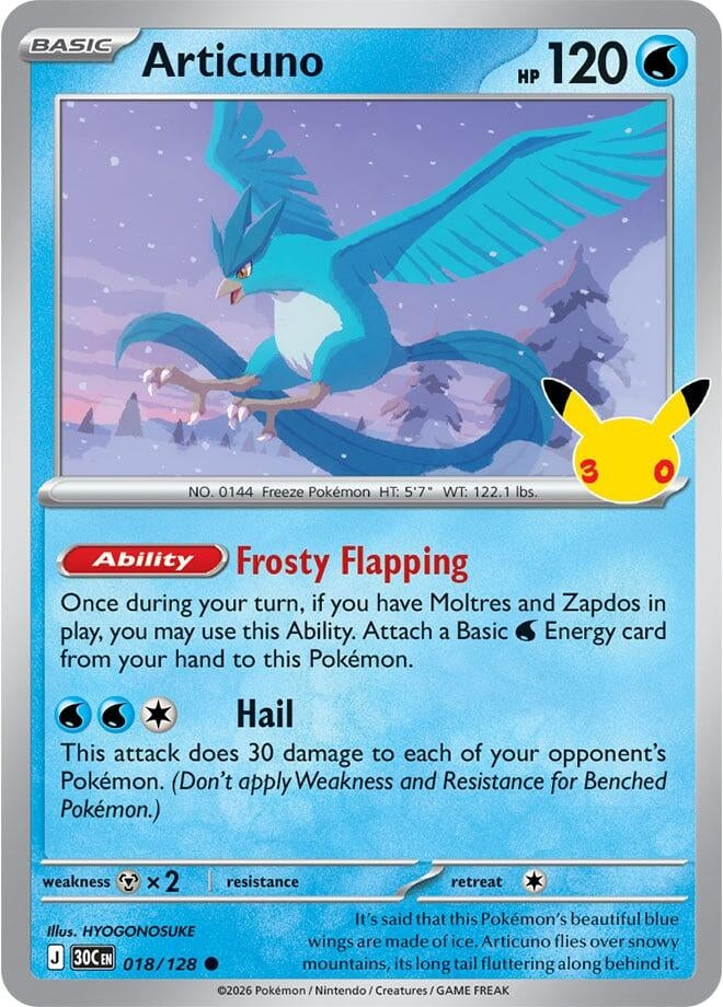 Image for (018/128) Articuno (ME: 30th Celebration) (30C) - Pokemon