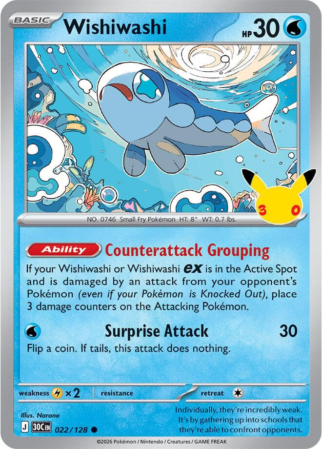 Image for (022/128) Wishiwashi (ME: 30th Celebration) (30C) - Pokemon