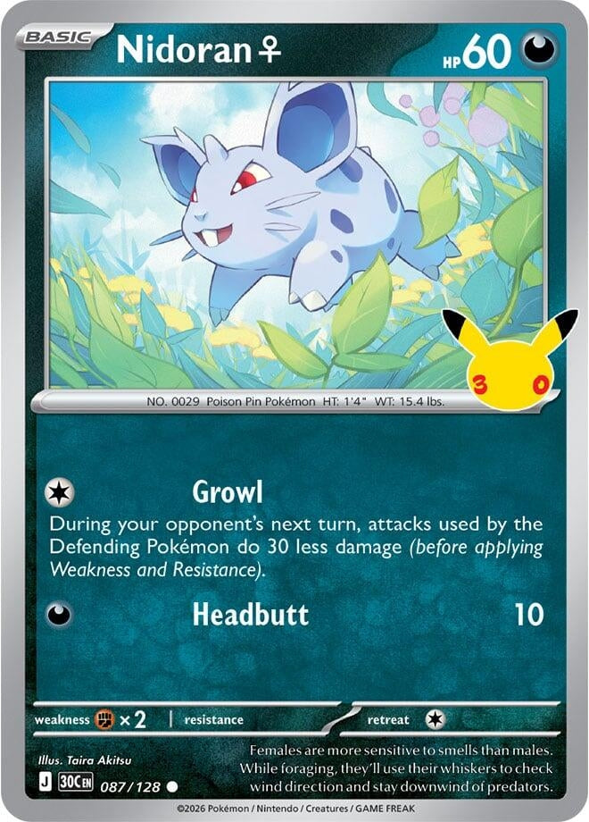 Image for (087/128) Nidoran F (ME: 30th Celebration) (30C) - Pokemon