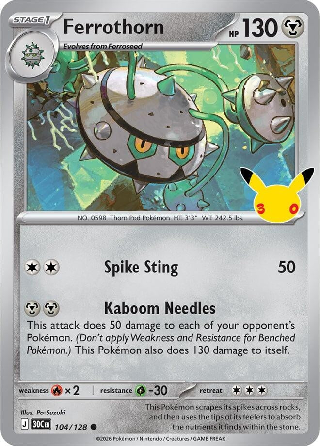 Image for (104/128) Ferrothorn (ME: 30th Celebration) (30C) - Pokemon