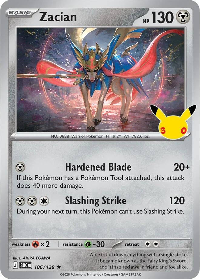 Image for (106/128) Zacian (ME: 30th Celebration) (30C) - Pokemon