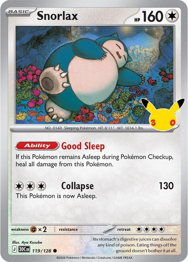 Image for (119/128) Snorlax (ME: 30th Celebration) (30C) - Pokemon